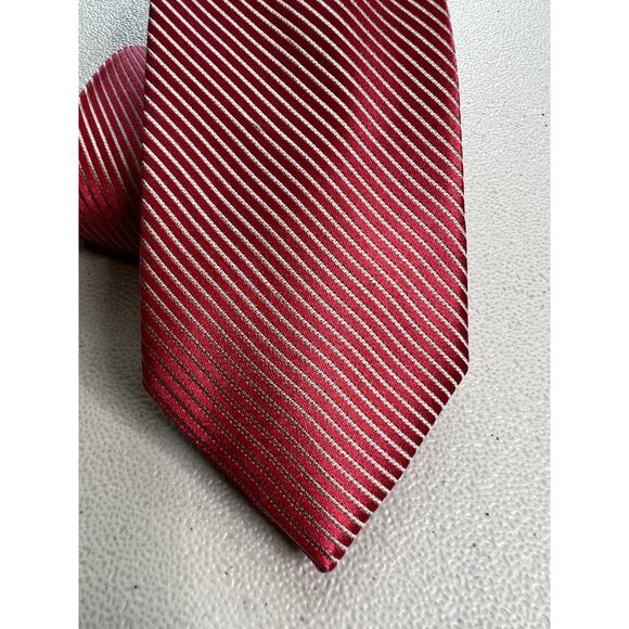 Esquire Pink and Gray Striped Pattern 100% Silk Slim Designer Tie NWT - Picture 2 of 7